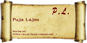 Puja Lajos névjegykártya